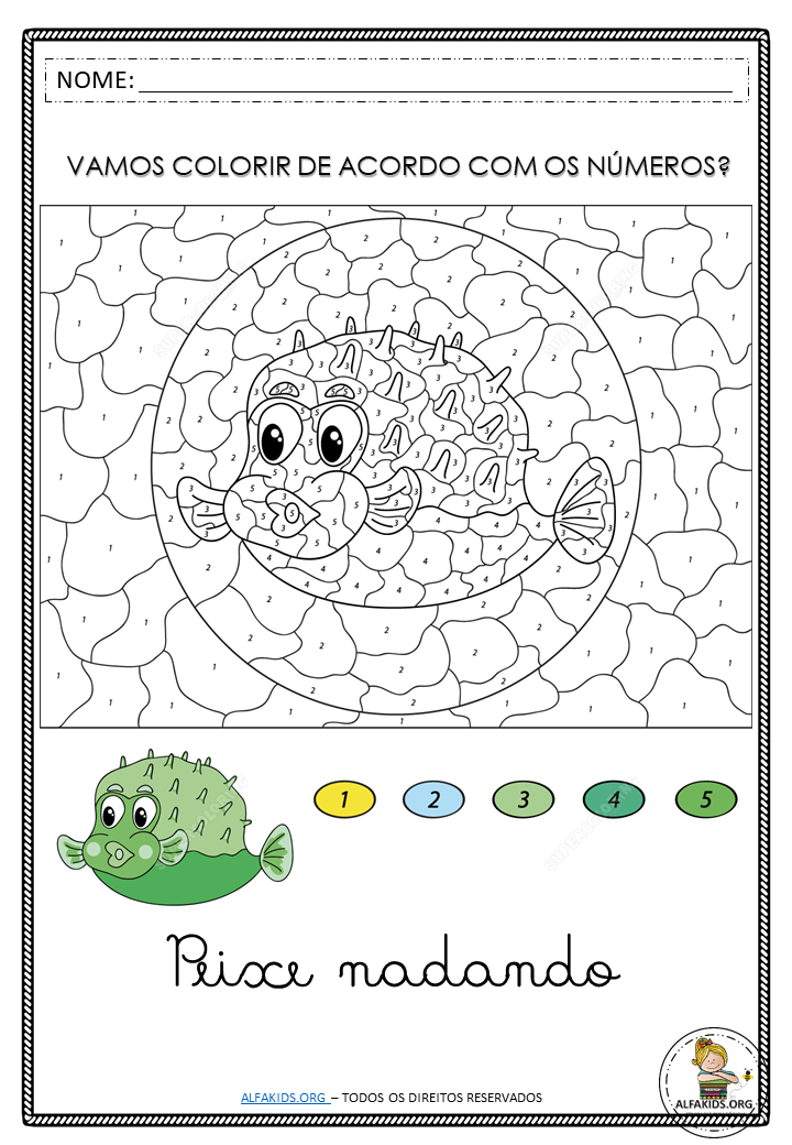 Caderno com Desenhos para Colorir de acordo com números  Páginas de colorir  com animais, Atividades de colorir, Numeros para colorir